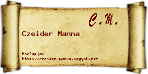 Czeider Manna névjegykártya